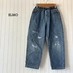 エルモ デニムロングパンツ ダメージ ジーンズ ウエストゴム 140 テーパード