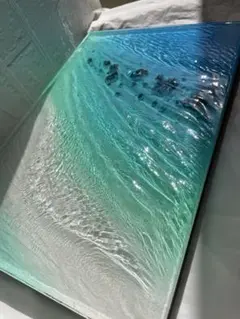 ✨ 月光に包まれる海　蓄光オーシャンアート 本物の砂×三層の波「受注制作」 ✨ 月光に包まれる海 蓄光オーシャンアート 本物の砂×三層の波「受注