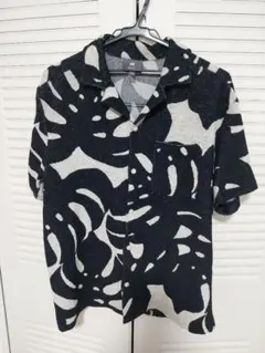 H&M　メンズ　パイル地　リゾートシャツ　アロハ