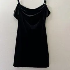 黒 ワンピース オフショル ベロア