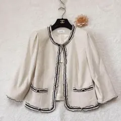 ノーカラージャケット 【M】コサージュ付き フォーマル 入学式 卒業式