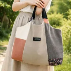 帆布使用　パッチワークトートバッグ
