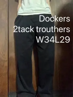00’s DOCKERS ブラック ツータックワイドトラウザーズパンツ