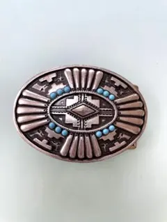 バックル エスニックデザイン ターコイズビーズ付き
