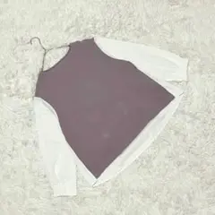 レイヤード風長袖プルオーバー フリル シースルー 異素材ミックス カジュアル