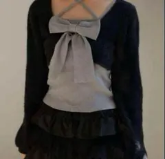 bubbles リボンニットアンサンブル ブラック BUBBLES】 リボンニットアンサンブル ブラック BUBBLES】リボン