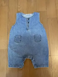 デニム 半ズボンオーバーオール　80〜90センチ