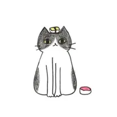 【1209】【ハチワレ猫の絵】オリジナル手描きアナログイラスト原画自作創作アート