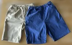 ユニクロ　 ハーフパンツ 2色セット ベージュ ブルー
