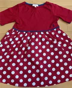 ハッシュアッシュ　五分袖水玉ワンピース　110