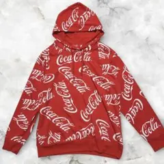公式 Coca-Cola 総柄ロゴ パーカー L コカコーラ レッド レトロのサムネイル
