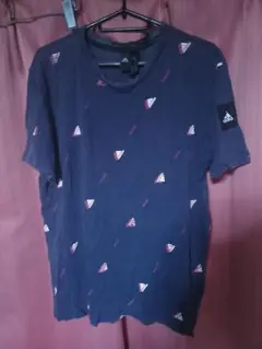 adidas アディダス 総柄 Tシャツ ネイビー メンズ