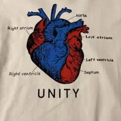 UNITY 心臓 解剖図 プリント Tシャツ ホワイト M