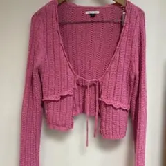 【美品】AMERICAN EAGLE ピンク クロップドカーディガンのサムネイル