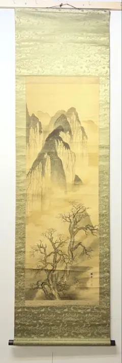 日本画 山水画 縦長 青色系 日本画 山水画 縦長 青色系 - メルカリ
