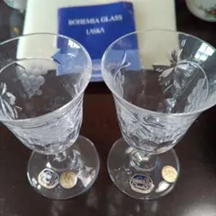 新品未使用品BOHEMIA クリスタルワイングラス 2個セット