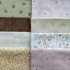 大きめたっぷりカットクロス8枚セット(茶・緑系) 【最終価格】