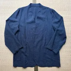 【美品】MITTAN 毛亜麻格子ジャケット 濃紺格子 サイズ3