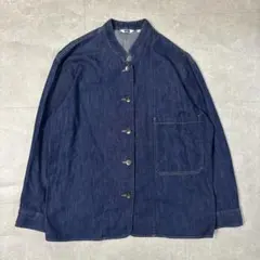 デニムシャツ ノーカラー