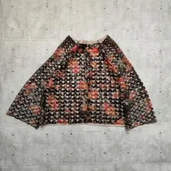 花柄 透かし編み メッシュカーディガン クロシェ 短丈 ナチュラル y2k