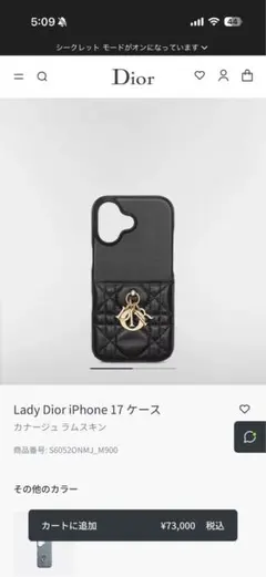 Dior iPhone 17 ケース カナージュ ラムスキンのサムネイル