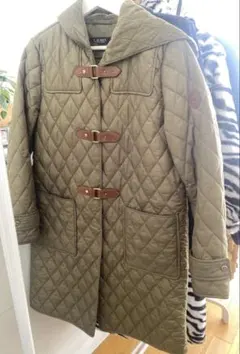 LAUREN キルティングロングコート カーキ