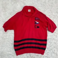 ✨ SINACOVA シナコバ　半袖ニットポロシャツ　Lサイズ　レッドのサムネイル