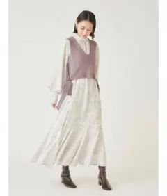 Snidel レイヤードセットワンピース ベージュ S