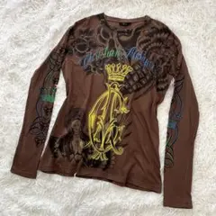 Christian Audigier スカル翼 y2k ロンT XXL グランジのサムネイル