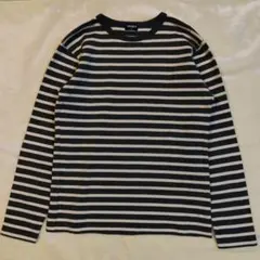 90s OLD UNIQLO ボーダー ロンT y2k チャコールグレーホワイトのサムネイル