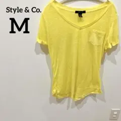夏物セール✨️Style & Co. 【M】イエロー Vネック Tシャツ 夏 半袖