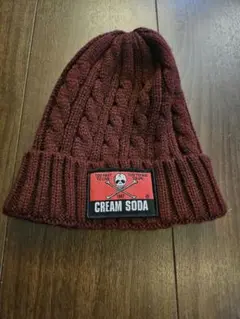 CREAM SODA クリームソーダ　ニット帽　ピンクドラゴン　ワインレッド