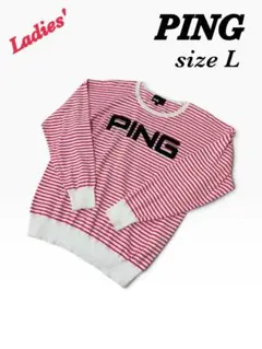 PING ピン　ニット　セーター　レディースL ゴルフ　丸首　ボーダー
