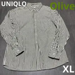 UNIQLOエクストラファインコットンブロードストライプシャツOlive XL