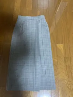 ユニクロ　グレー チェック柄 タイトスカート ロング　M