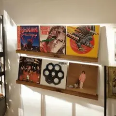 無垢材のレコードディスプレイレール LP3枚用2本セット レコードラック