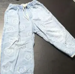 アプレレクール 9分丈 デニム ライトブルー 花　110 100