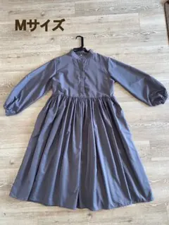【お値下げ】Mサイズ グレー 長袖 シャツワンピース