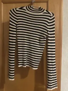 ストライプ タートルネック 長袖ニット