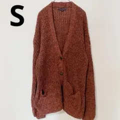 【美品】アメリカンイーグル ざっくり透かし編みカーディガン テラコッタ Sのサムネイル