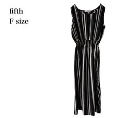 フィフス/ロングワンピース/ストライプ柄/ウエストゴム/ノースリーブ/F