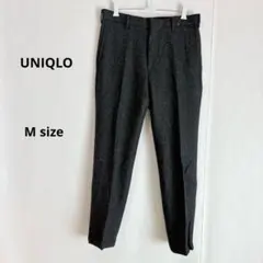 UNIQLO ウールブレンドアンクルパンツ M ダークグレー　ヘリンボーン