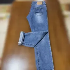 デニムブルー ストレートデニム ロールアップ