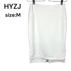 HYZJ スカート　ひざ丈　白　おしゃれ　上品　Ｍ
