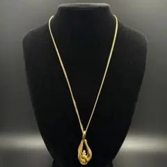 C13 ヴィンテージ ゴールド ネックレス 雫 ツイスト ダイヤモンド風