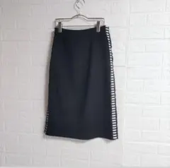 極美品✨ボーダーズアットバルコニー　タイト　スカート フリル　黒 SUSPENDER SKIRT| BORDERS at BALCONY
