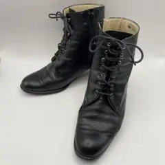 レザー ブラック レースアップブーツ23cm