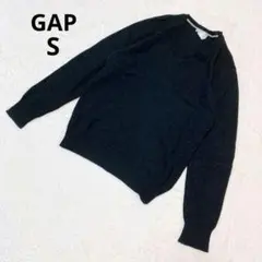 ギャップ 黒Vネックニット セーター ラムウール混 大人カジュアル メンズS