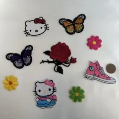 刺繍パッチセット ハローキティ 花 蝶