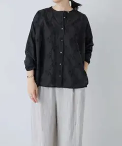美品】かぐれ ドットワイドシャツ フリーサイズ kagure ブラック 